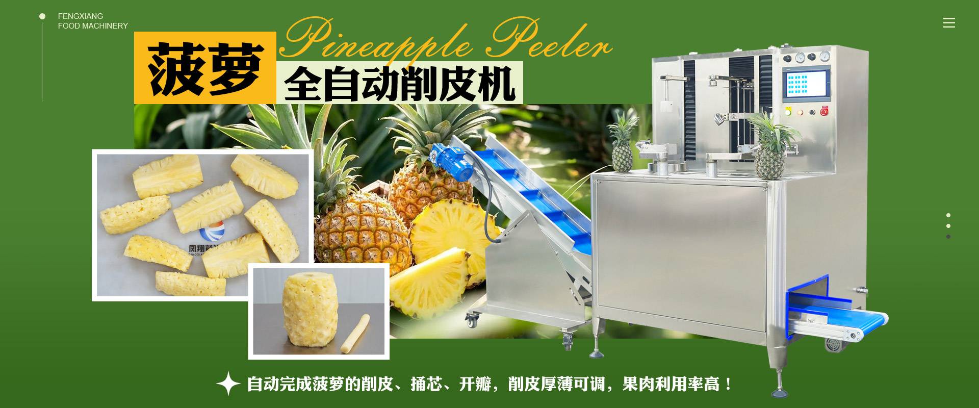全自動(dòng)菠蘿削皮去頭尾去芯開(kāi)瓣機(jī)
